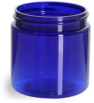 4 oz Blue PET Straight Sided Jars (Bulk), Caps Not Included