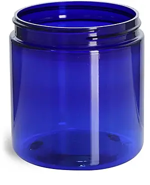 8 oz Blue PET Straight Sided Jars (Bulk), Caps Not Included