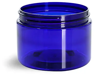 12 oz Blue PET Straight Sided Jars (Bulk), Caps Not Included
