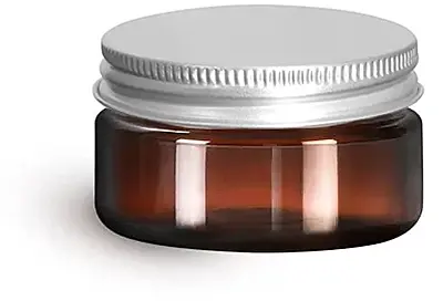 2 oz Amber PET Heavy Wall Jars w/ Lined Aluminum Caps