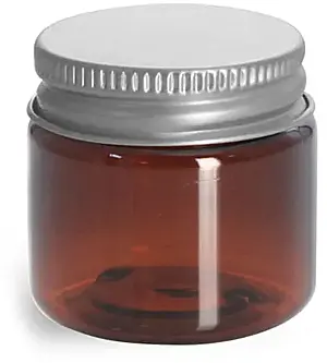 1 oz Amber PET Jars w/ Lined Aluminum Caps