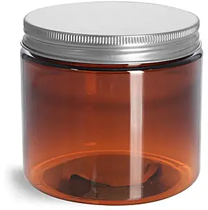 16 oz Amber PET Jars w/ Lined Aluminum Caps