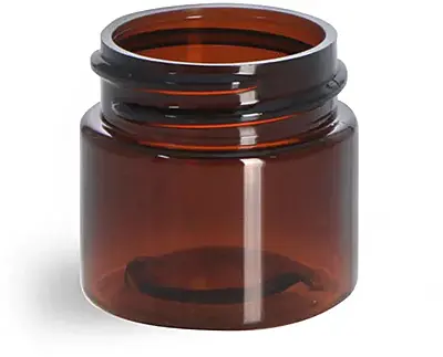 1/2 oz Amber PET Straight Sided Jars (Bulk), Caps Not Included