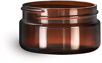 2 oz Amber PET Heavy Wall Jars (Bulk), Caps Not Included