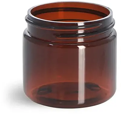 2 oz Amber PET Straight Sided Jars (Bulk), Caps Not Included