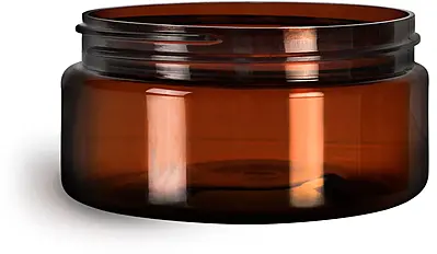 8 oz Amber PET Heavy Wall Jars (Bulk), Caps Not Included