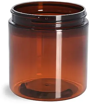 8 oz Amber PET Straight Sided Jars (Bulk), Caps Not Included