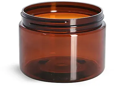 12 oz Amber PET Straight Sided Jars (Bulk), Caps NOT Included