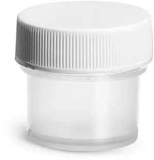 1/4 oz Natural Polypropylene Jars w/ White Unlined Screw Caps