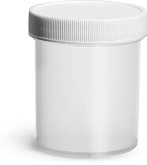 4 oz Natural Polypropylene Jars w/ White Unlined Screw Caps