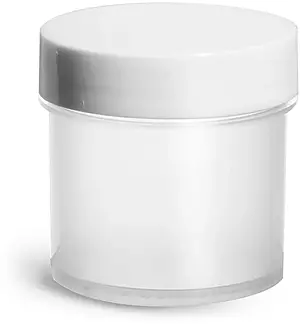 1 oz Plastic Jars, Natural Polypropylene Jars w/ Smooth White PE Lined Caps