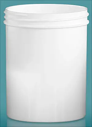 8 oz White Polypropylene Jars  (Bulk), Caps Not Included