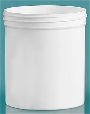 16 oz White Polypropylene Jars  (Bulk), Caps Not Included