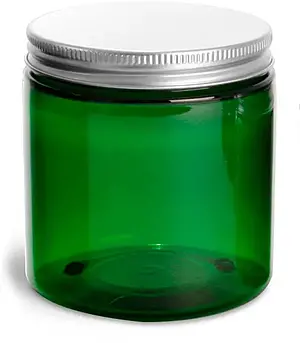 8 oz Green PET Jars w/ F217 Lined Aluminum Caps
