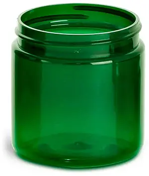 4 oz Green PET Straight Sided Jars  (Bulk), Caps Not Included