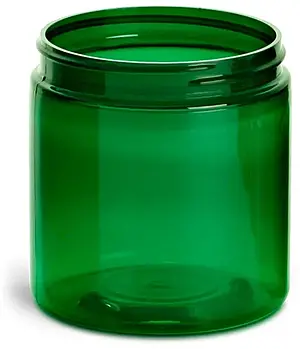 8 oz Green PET Straight Sided Jars  (Bulk), Caps Not Included