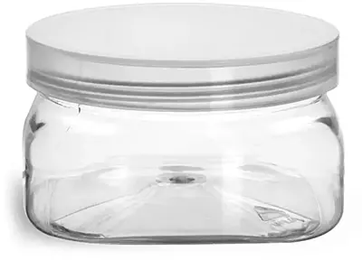 4 oz Clear PET Square Jars w/ Natural Unlined Caps