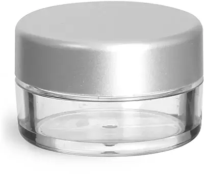 10 ml Clear Styrene Jars w/ Matte Silver Caps