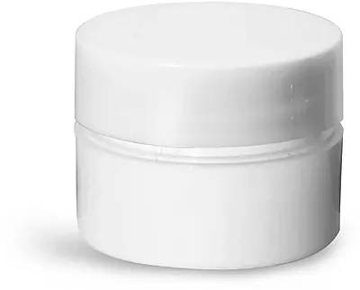 1/8 oz White Polypropylene Thick Wall Jars w/ White Lined Caps