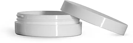 1 oz White Polypropylene Thick Wall Jars w/ Lined Caps