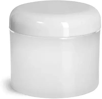 4 oz Plastic Jars, Frosted Natural Thick Wall Polypropylene Jars w/ White Lined Dome Caps