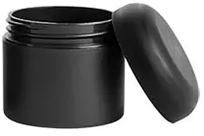 2 oz Frosted Black Polypropylene (PIR) Straight Sided Jars w/ Black Dome Caps
