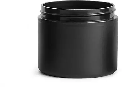 4 oz Frosted Black Polypropylene (PIR) Straight Sided Jars (Bulk), Caps NOT Included