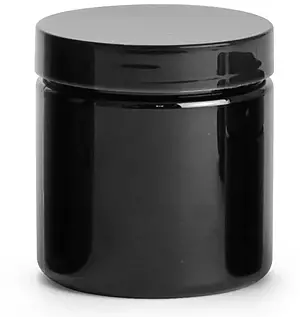 4 oz Black PET Straight Sided PCR Jars w/ Black PS22 Lined Caps