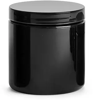 8 oz Black PET PCR Jars w/ Black Smooth PE Lined Caps