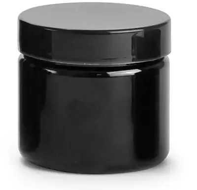 2 oz Black PET (PCR) Straight Sided Jars w/ Black PS22 Lined Caps