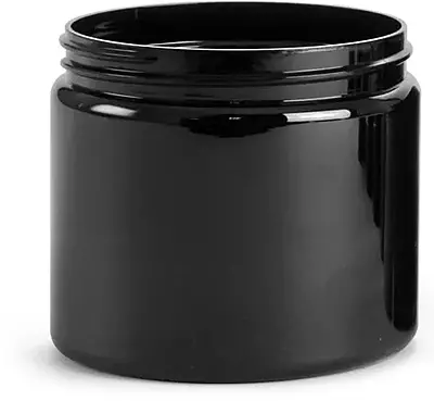 16 oz   Black PET Straight Sided PCR Jars (Bulk), Caps Not Included