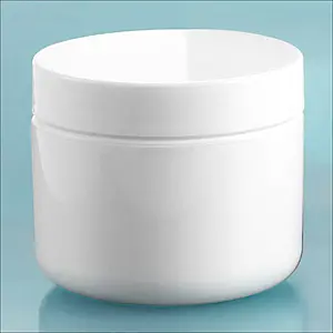 2 oz White Polypropylene Double Wall Radius Jars w/ White Polypropylene Smooth PE Lined Caps