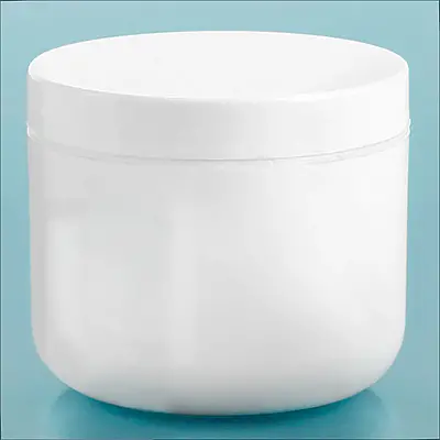4 oz White Polypropylene Double Wall Radius Jars w/ White Polypropylene Smooth PE Lined Caps