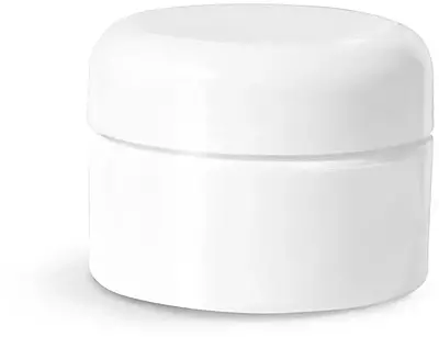 1/2 oz White Polypropylene Double Wall Straight Base Jars w/ White Lined Dome Caps