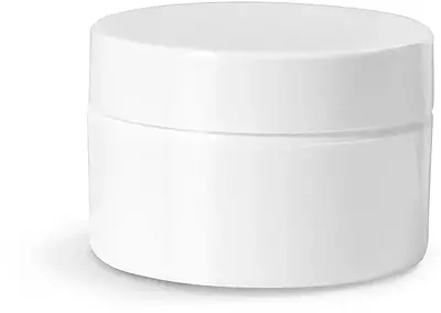 1/2 oz White Polypropylene Double Wall Straight Base Jars w/ White Smooth Caps