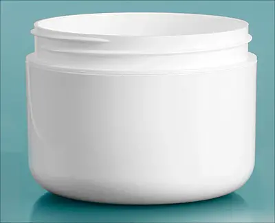 8 oz White Polypropylene Double Wall Radius Jars (Bulk), Caps Not Included