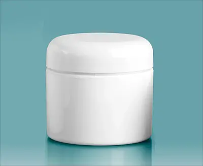 2 oz White Polypropylene Double Wall Straight Sided Jars w/ White Lined Dome Caps