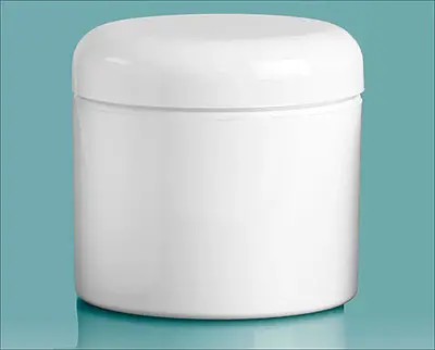 4 oz White Polypropylene Double Wall Straight Sided Jars w/ White Lined Dome Caps