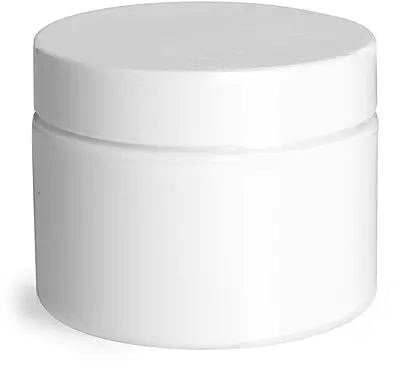 1 oz White Polypropylene Double Wall Jars w/ White Lined Caps