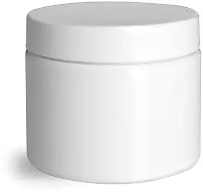 2 oz White Polypropylene Double Wall Jars w/ White Lined Caps