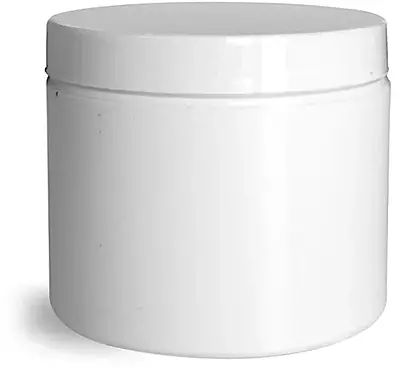 4 oz White Polypropylene Double Wall Jars w/ White Lined Caps