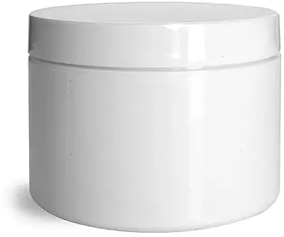 8 oz White Polypropylene Double Wall Jars w/ White Lined Caps