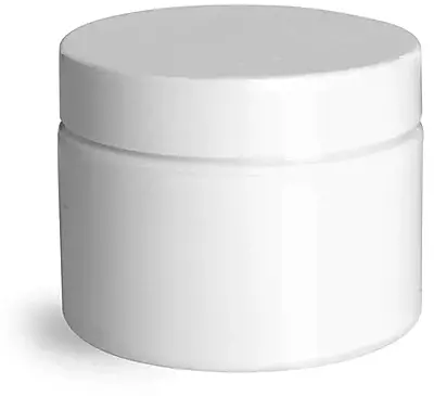 1 oz 1 oz White Polypropylene Double Wall Straight Sided Jars w/ White Smooth PS22 Lined Caps