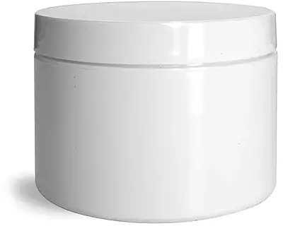 8 oz White Polypropylene Double Wall Straight Sided Jars w/ White Smooth PS22 Lined Caps