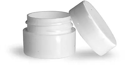 1/4 oz White Polypropylene Double Wall Jars w/ White Lined Caps