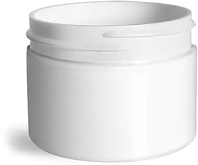 1 oz White Polypropylene Double Wall Straight Sided Jars (Bulk), Caps Not Included