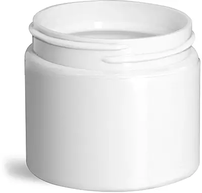 2 oz White Polypropylene Double Wall Straight Sided Jars (Bulk), Caps Not Included