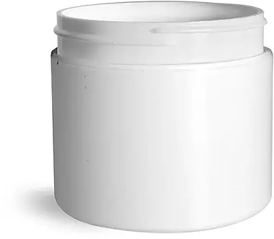 4 oz White Polypropylene Double Wall Straight Sided Jars (Bulk), Caps Not Included