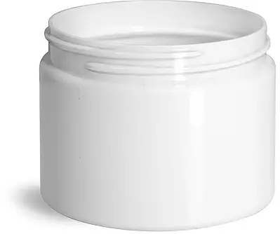8 oz White Polypropylene Double Wall Straight Sided Jars (Bulk), Caps Not Included