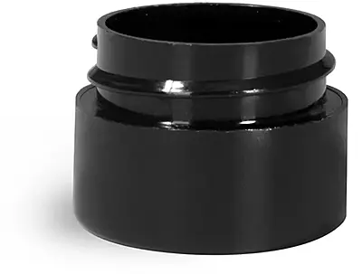 1/4 oz Black Polypropylene Double Wall Straight Sided Jars (Bulk), Caps Not Included